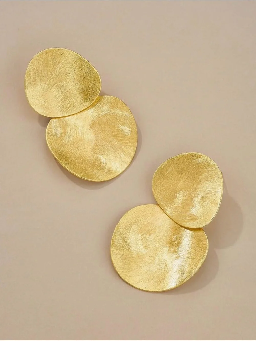 NEW 18k Gold Plated Double Disc Drop Earrings